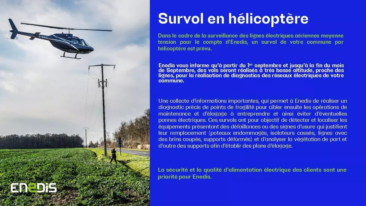 vol en hélicoptère ENEDIS